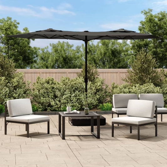 Ombrellone a Doppia Testa con LED Antracite 316x145 cm | homemem39