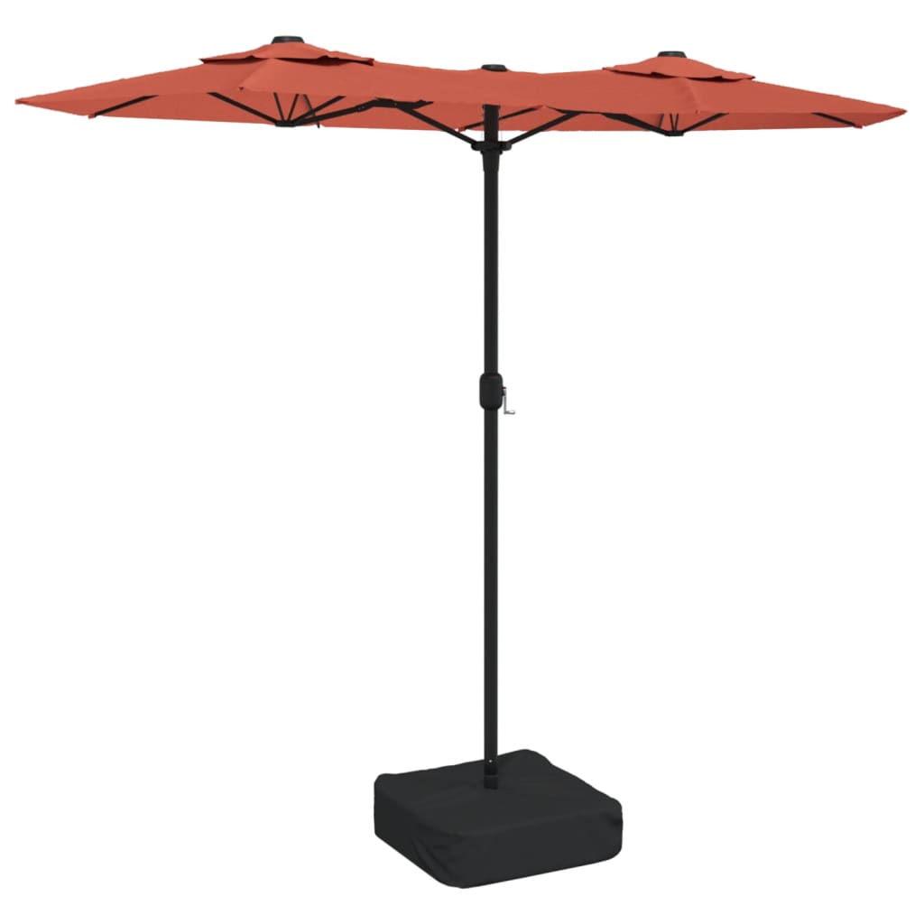 Ombrellone a Doppia Testa con LED Terracotta 316x145 cm | homemem39
