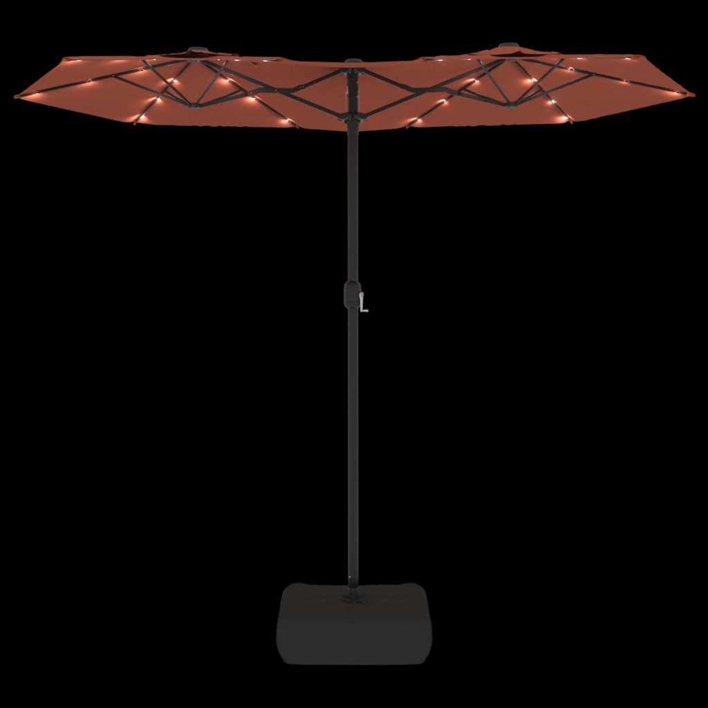 Ombrellone a Doppia Testa con LED Terracotta 316x145 cm | homemem39