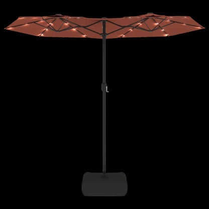 Ombrellone a Doppia Testa con LED Terracotta 316x145 cm | homemem39