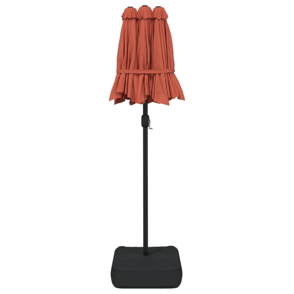 Ombrellone a Doppia Testa con LED Terracotta 316x145 cm | homemem39