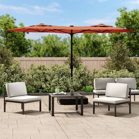 Ombrellone a Doppia Testa con LED Terracotta 316x145 cm | homemem39