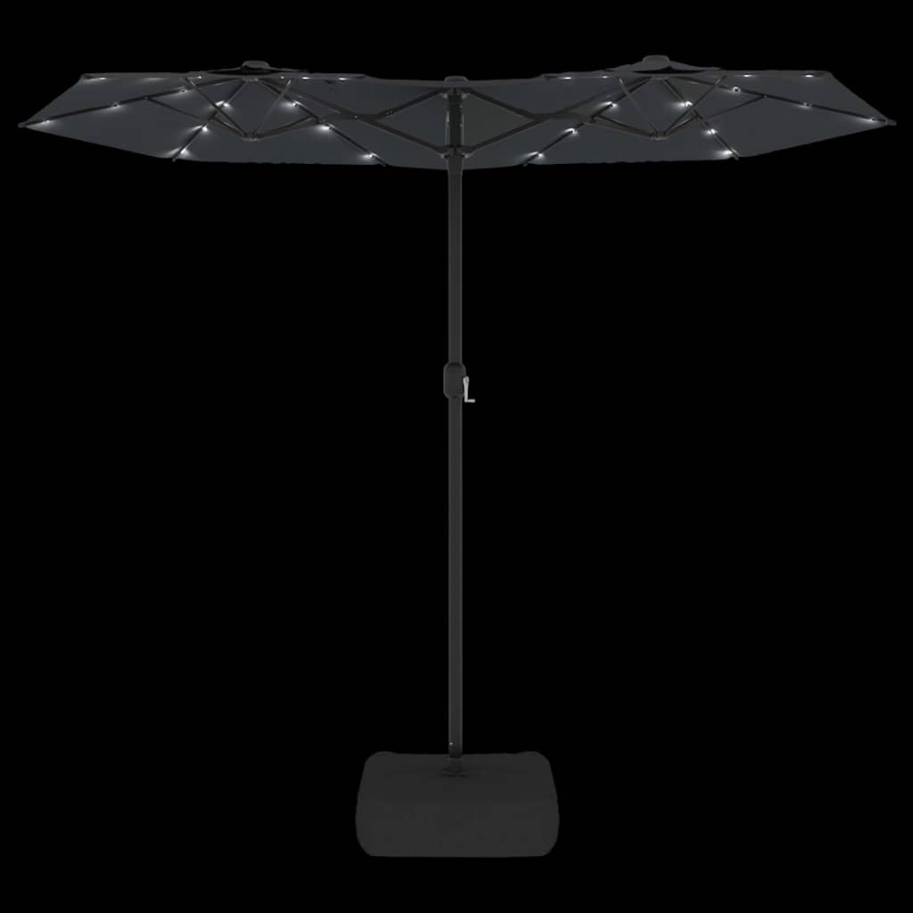 Ombrellone a Doppia Testa con LED Nero 316x145 cm | homemem39