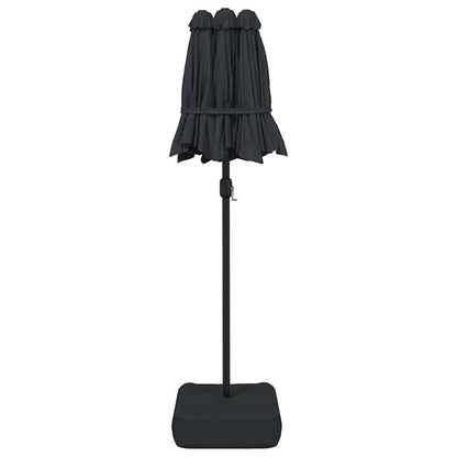 Ombrellone a Doppia Testa con LED Nero 316x145 cm | homemem39