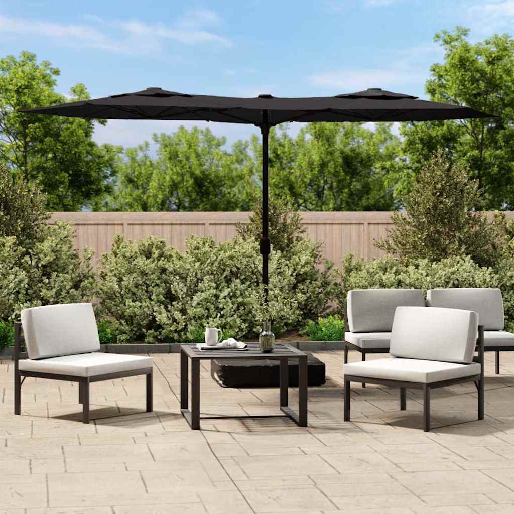 Ombrellone a Doppia Testa con LED Nero 316x145 cm | homemem39