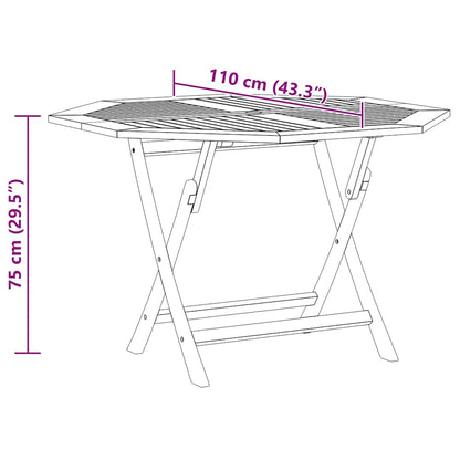 Tavolo da Giardino Pieghevole Grigio 110x110x75cm Massello Teak