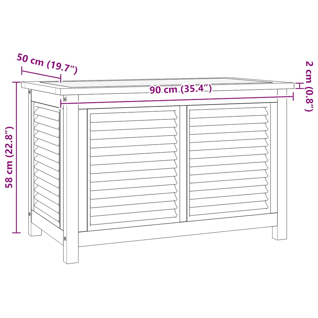 Contenitore Giardino con Borsa 90x50x58cm Legno Massello Teak | homemem39