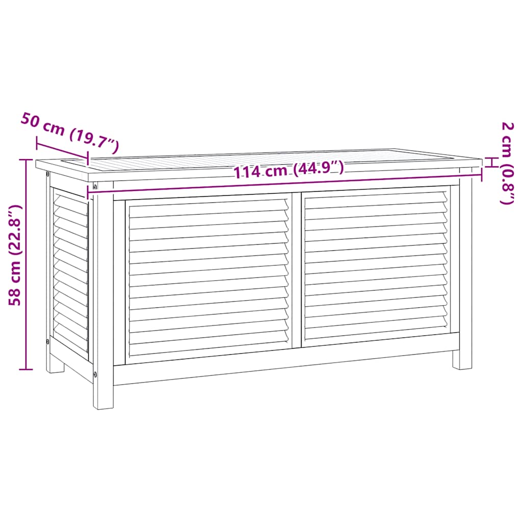 Contenitore Giardino con Borsa 114x50x58cm Legno Massello Teak | homemem39
