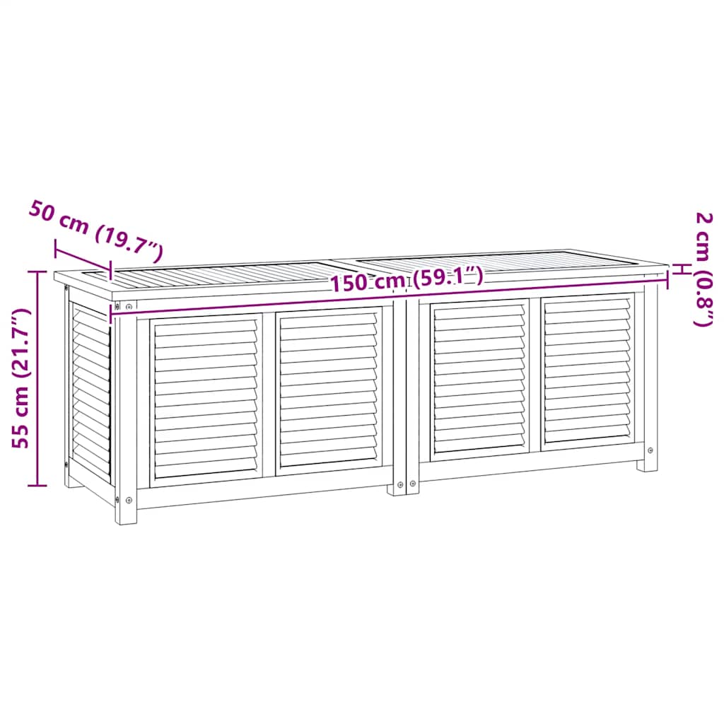 Contenitore Giardino con Borsa 150x50x55 cm Legno Massello Teak | homemem39