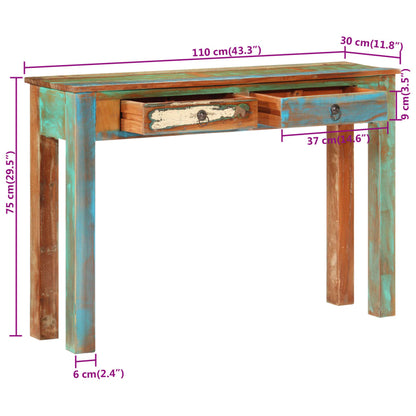 Tavolo Consolle 110x30x75 cm in Legno Massello di Recupero | homemem39