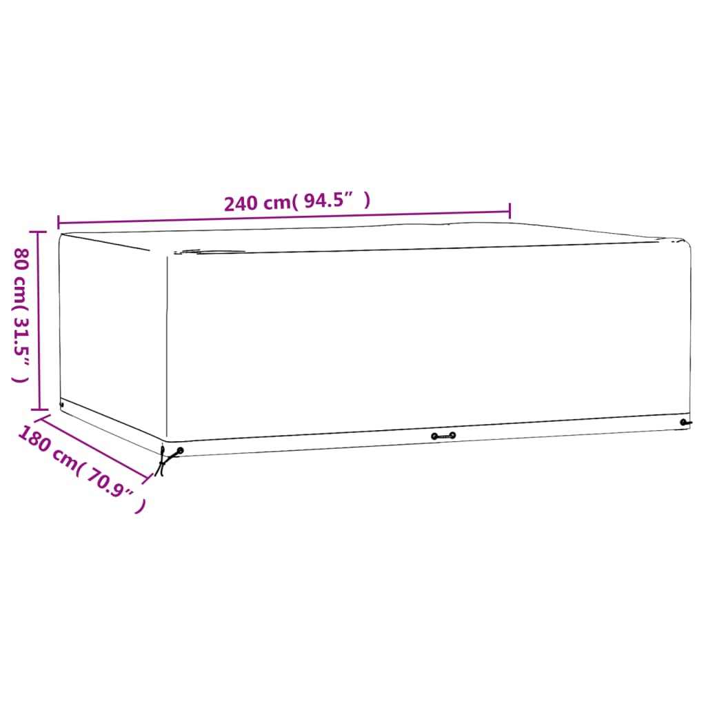 Copertura Mobili Giardino 12 Occhielli 240x180x80 Rettangolare | homemem39