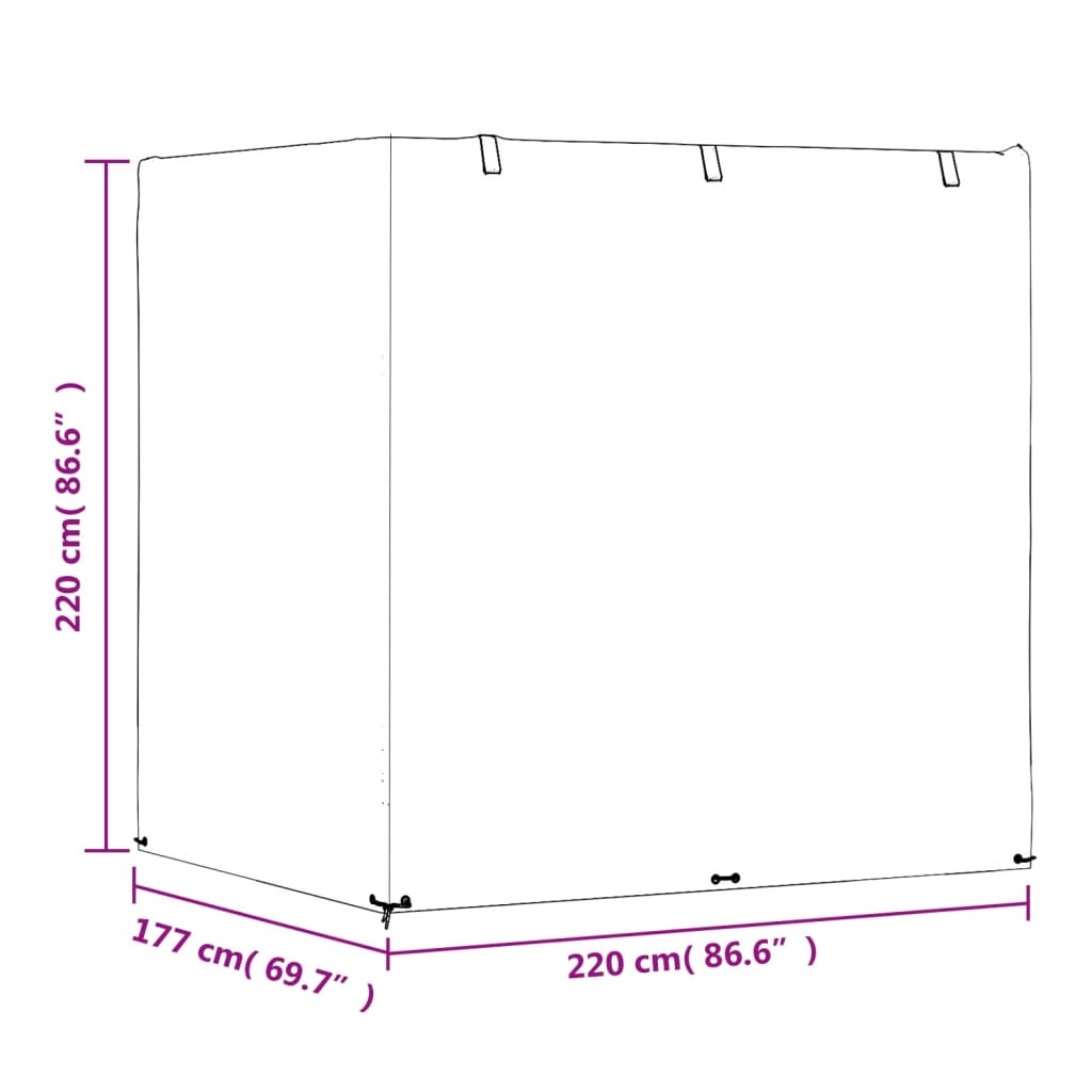 Copri Panca a Dondolo 12 Occhielli 220x177x220 cm Polietilene | homemem39