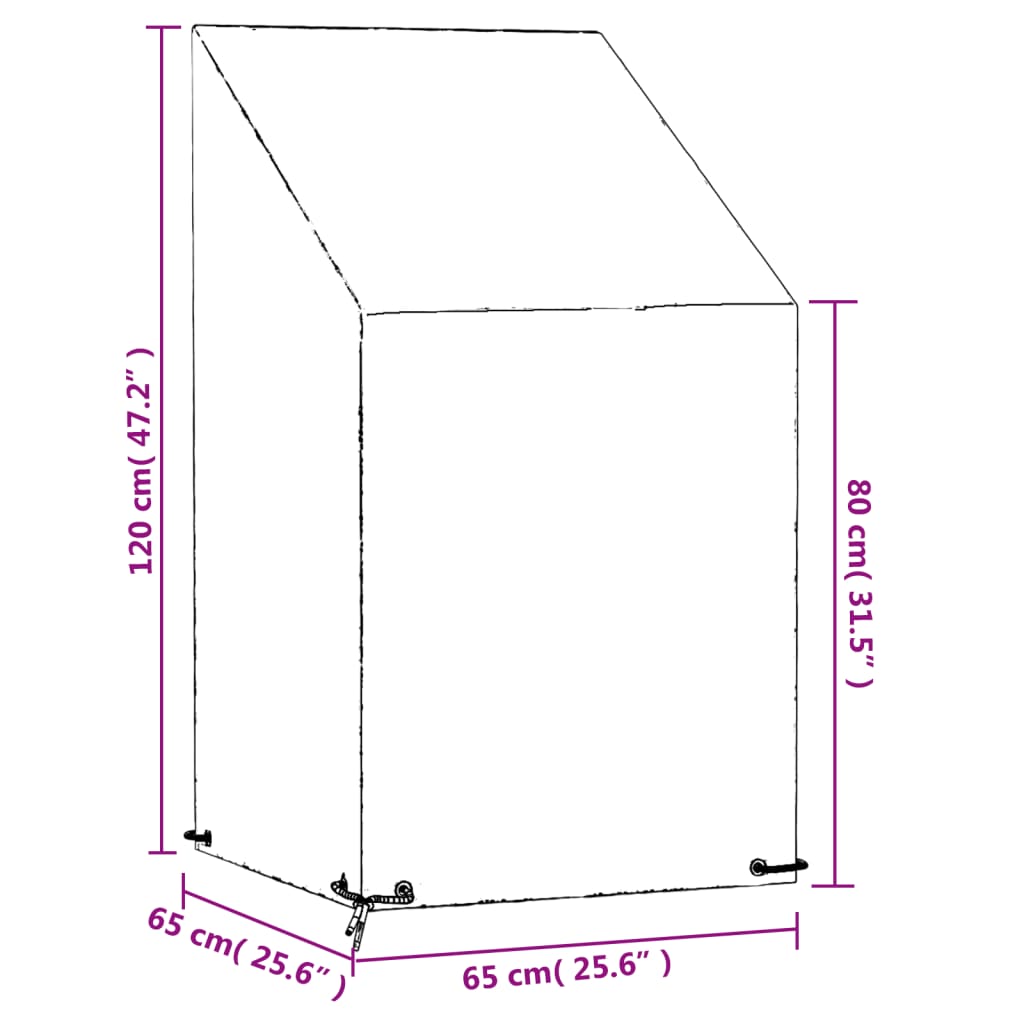 Copri Sedia da Giardino 8 Occhielli 65x65x80/120 cm Polietilene | homemem39