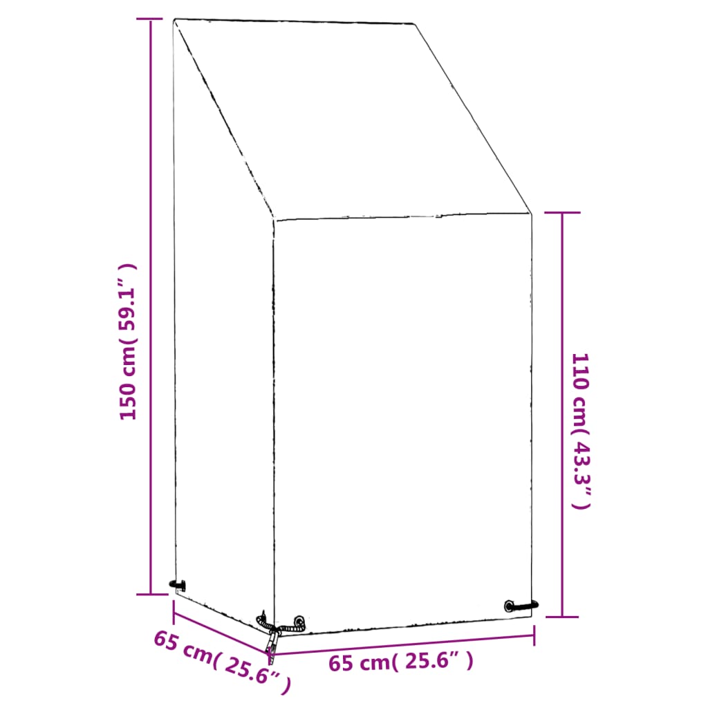 Copri Sedia da Giardino 8 Occhielli 65x65x110/150cm Polietilene | homemem39