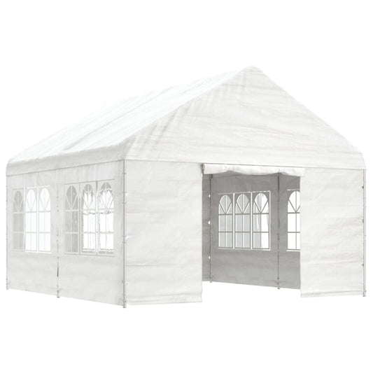 Gazebo con Tetto Bianco 4,46x4,08x3,22 m in Polietilene | homemem39