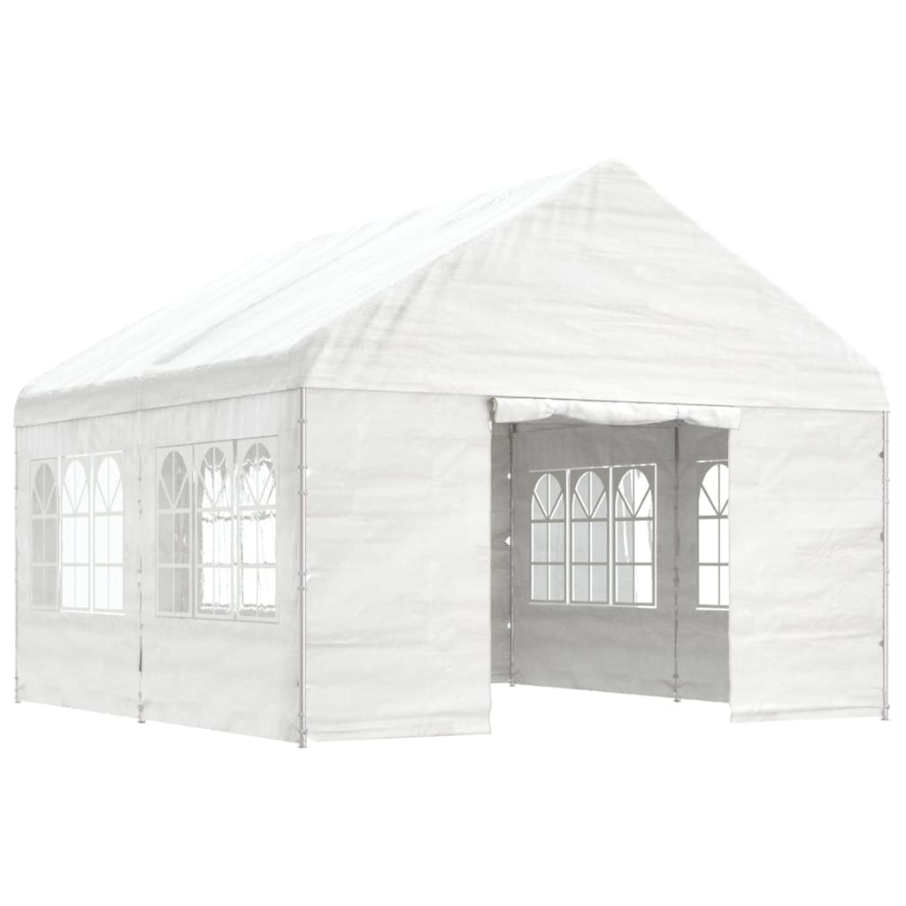 Gazebo con Tetto Bianco 4,46x4,08x3,22 m in Polietilene - homemem39