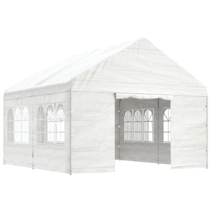 Gazebo con Tetto Bianco 4,46x4,08x3,22 m in Polietilene - homemem39