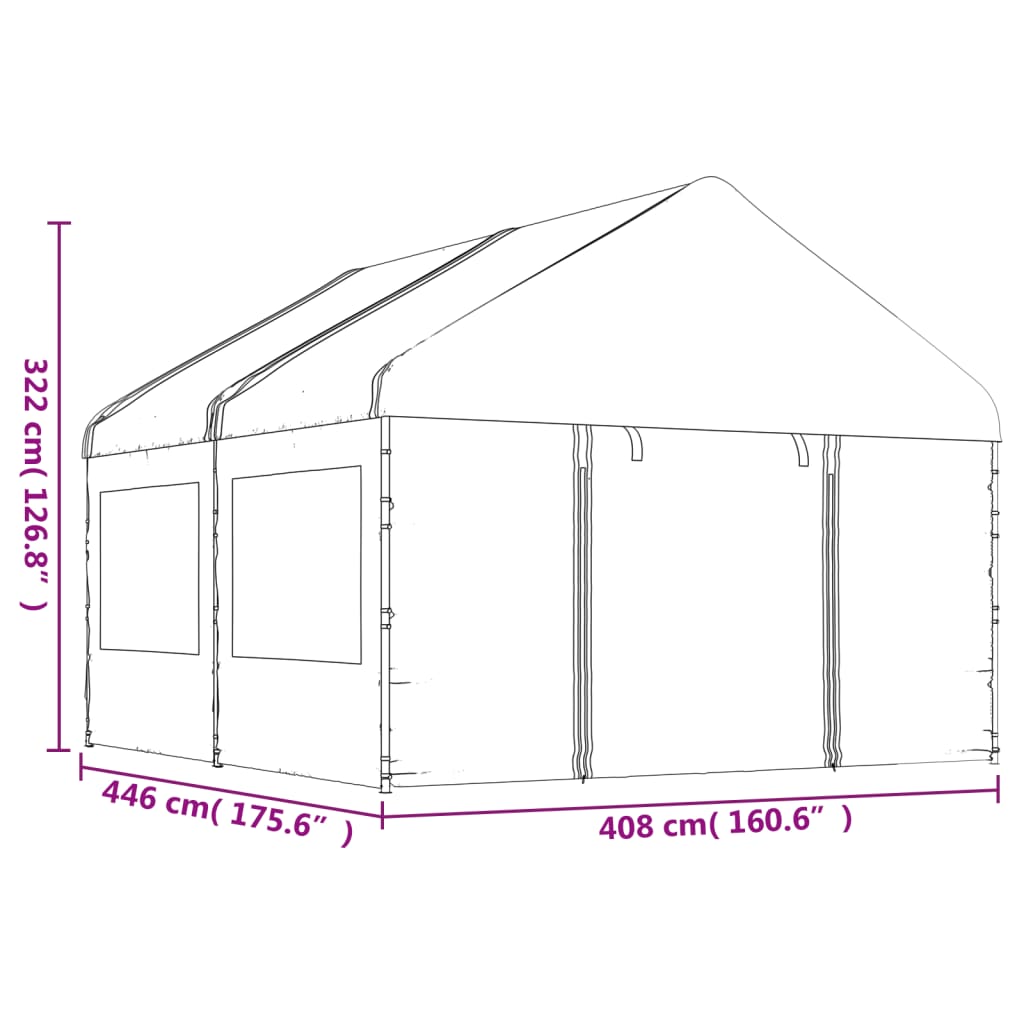 Gazebo con Tetto Bianco 4,46x4,08x3,22 m in Polietilene - homemem39