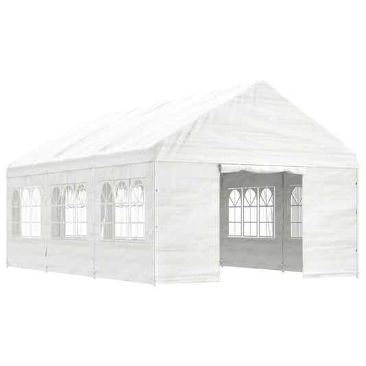 Gazebo con Tetto Bianco 6,69x4,08x3,22 m in Polietilene | homemem39
