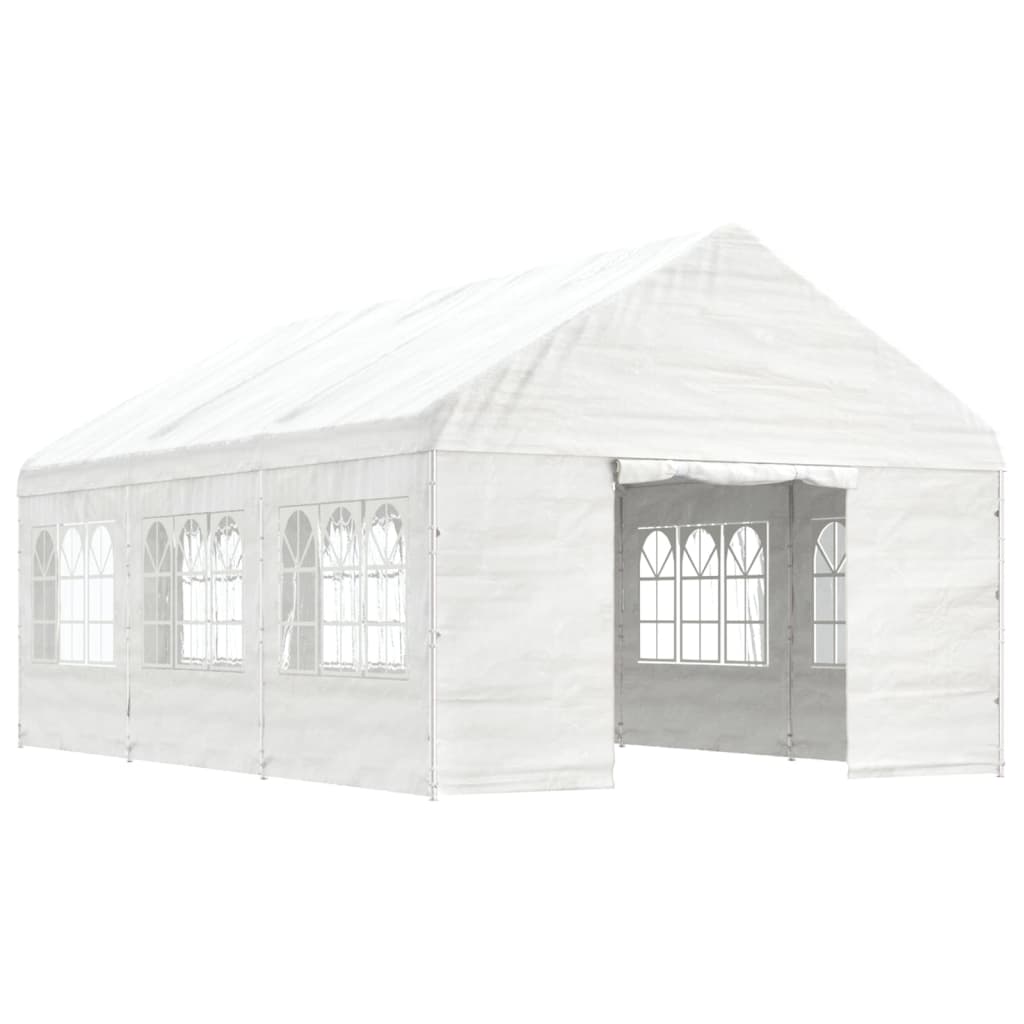 Gazebo con Tetto Bianco 6,69x4,08x3,22 m in Polietilene - homemem39