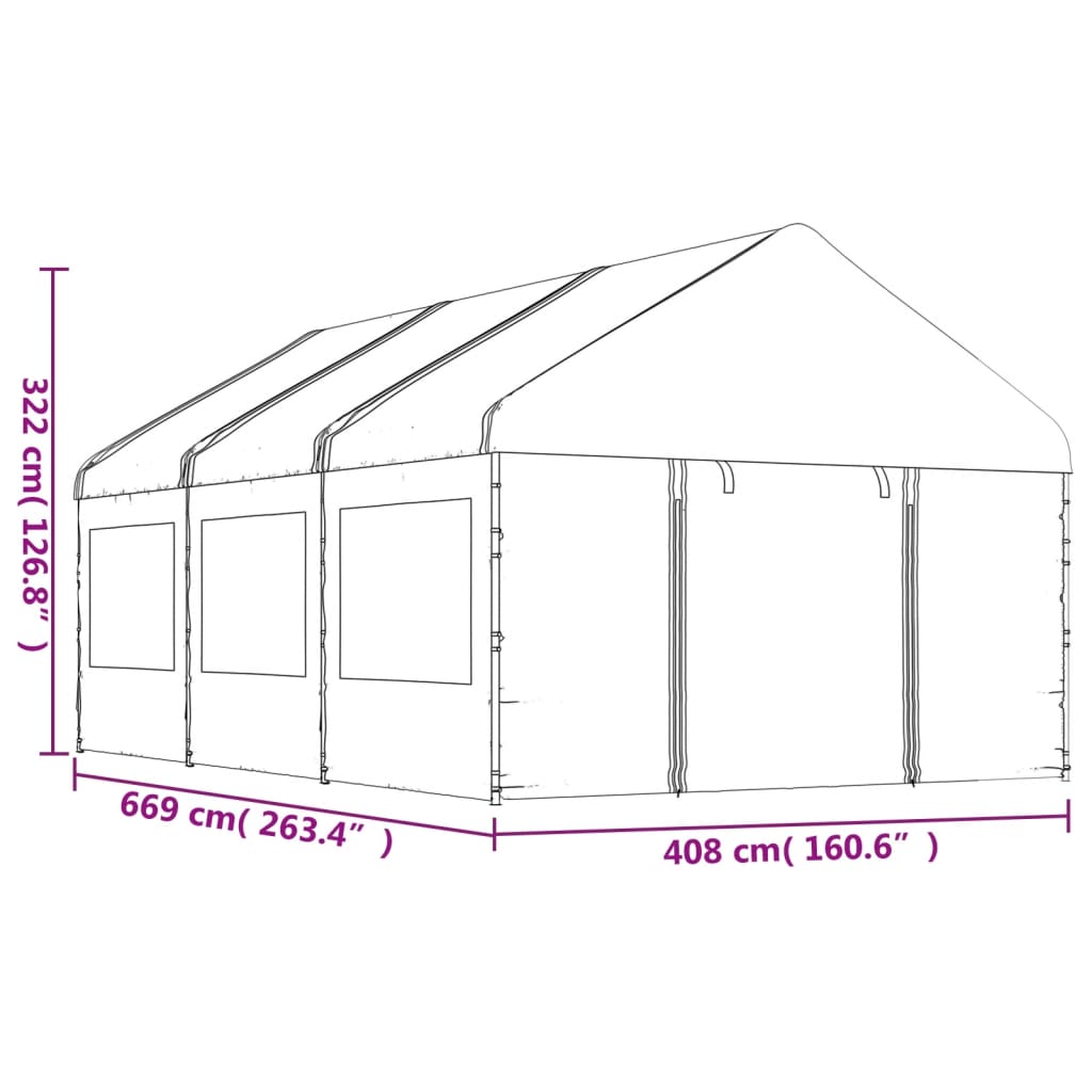 Gazebo con Tetto Bianco 6,69x4,08x3,22 m in Polietilene - homemem39