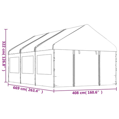 Gazebo con Tetto Bianco 6,69x4,08x3,22 m in Polietilene - homemem39