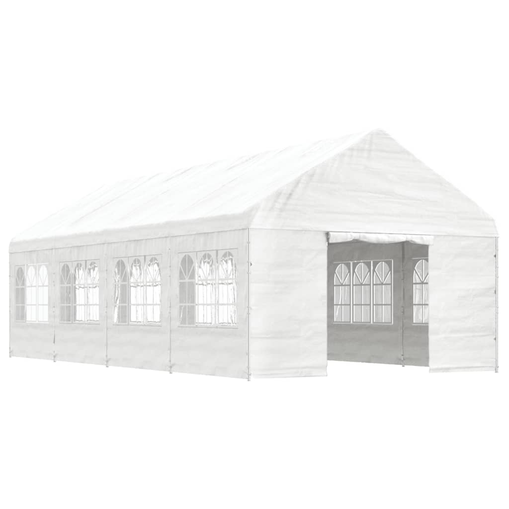 Gazebo con Tetto Bianco 8,92x4,08x3,22 m in Polietilene - homemem39