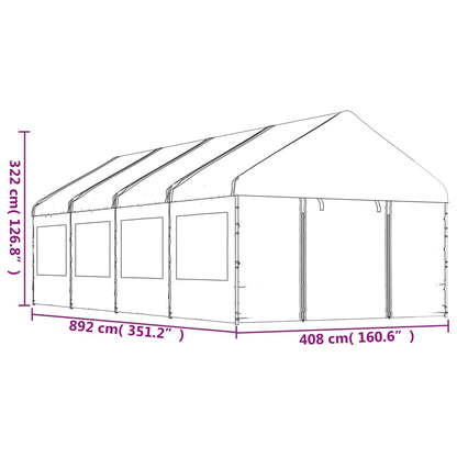 Gazebo con Tetto Bianco 8,92x4,08x3,22 m in Polietilene - homemem39