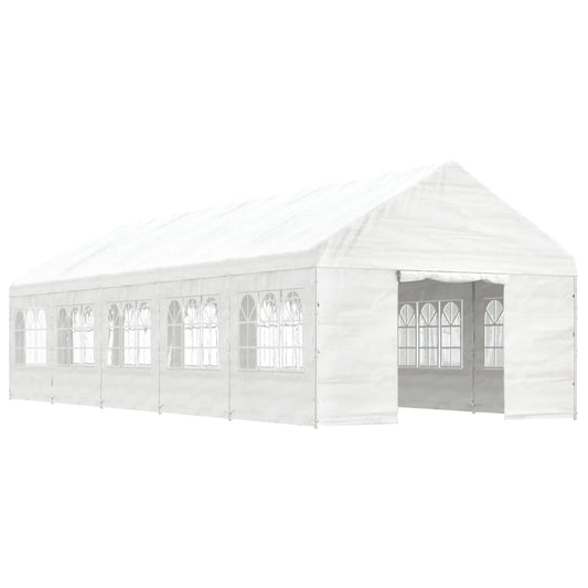 Gazebo con Tetto Bianco 11,15x4,08x3,22 m in Polietilene | homemem39