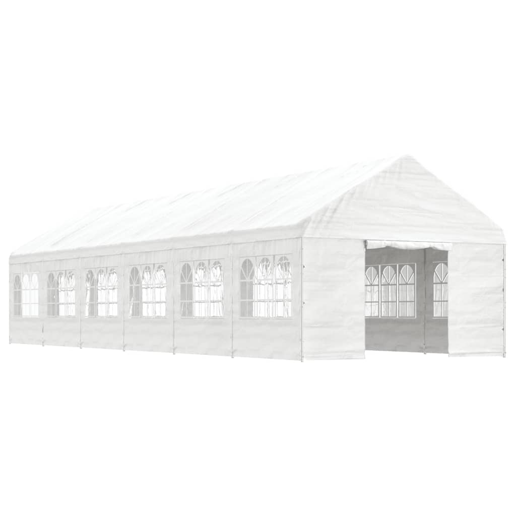 Gazebo con Tetto Bianco 13,38x4,08x3,22 m in Polietilene - homemem39