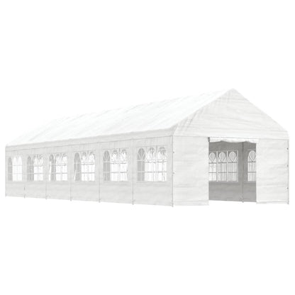 Gazebo con Tetto Bianco 13,38x4,08x3,22 m in Polietilene - homemem39