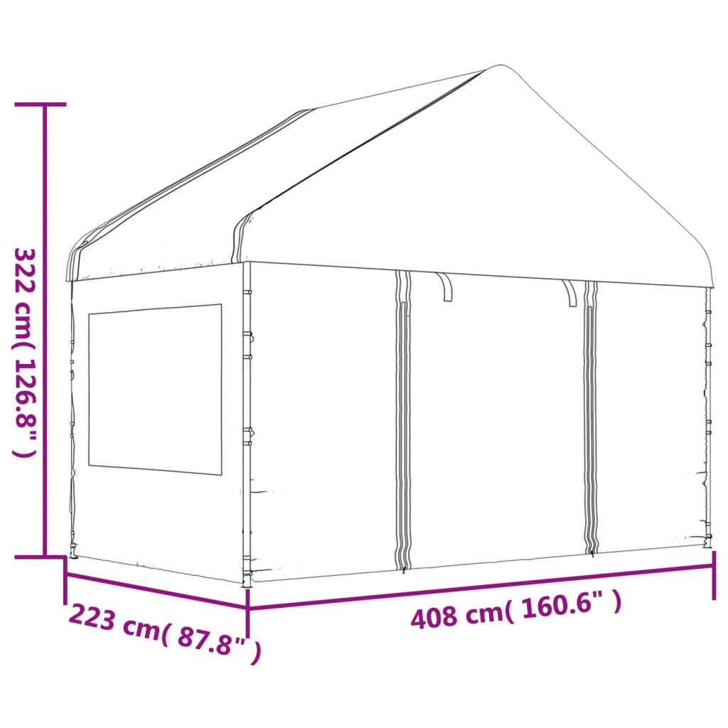 Gazebo con Tetto Bianco 13,38x4,08x3,22 m in Polietilene - homemem39