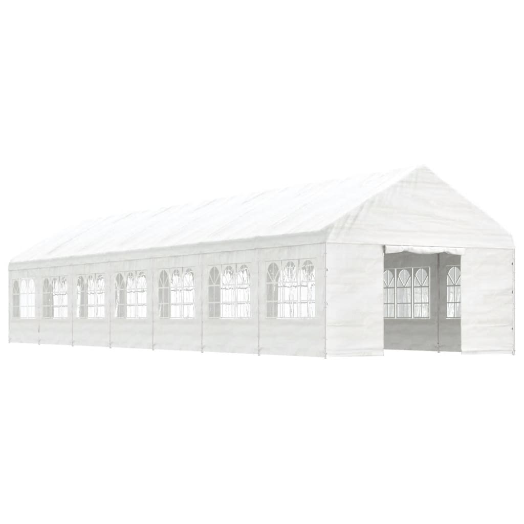 Gazebo con Tetto Bianco 15,61x4,08x3,22 m in Polietilene - homemem39