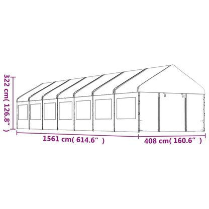 Gazebo con Tetto Bianco 15,61x4,08x3,22 m in Polietilene - homemem39