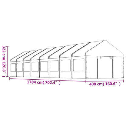 Gazebo con Tetto Bianco 17,84x4,08x3,22 m in Polietilene - homemem39