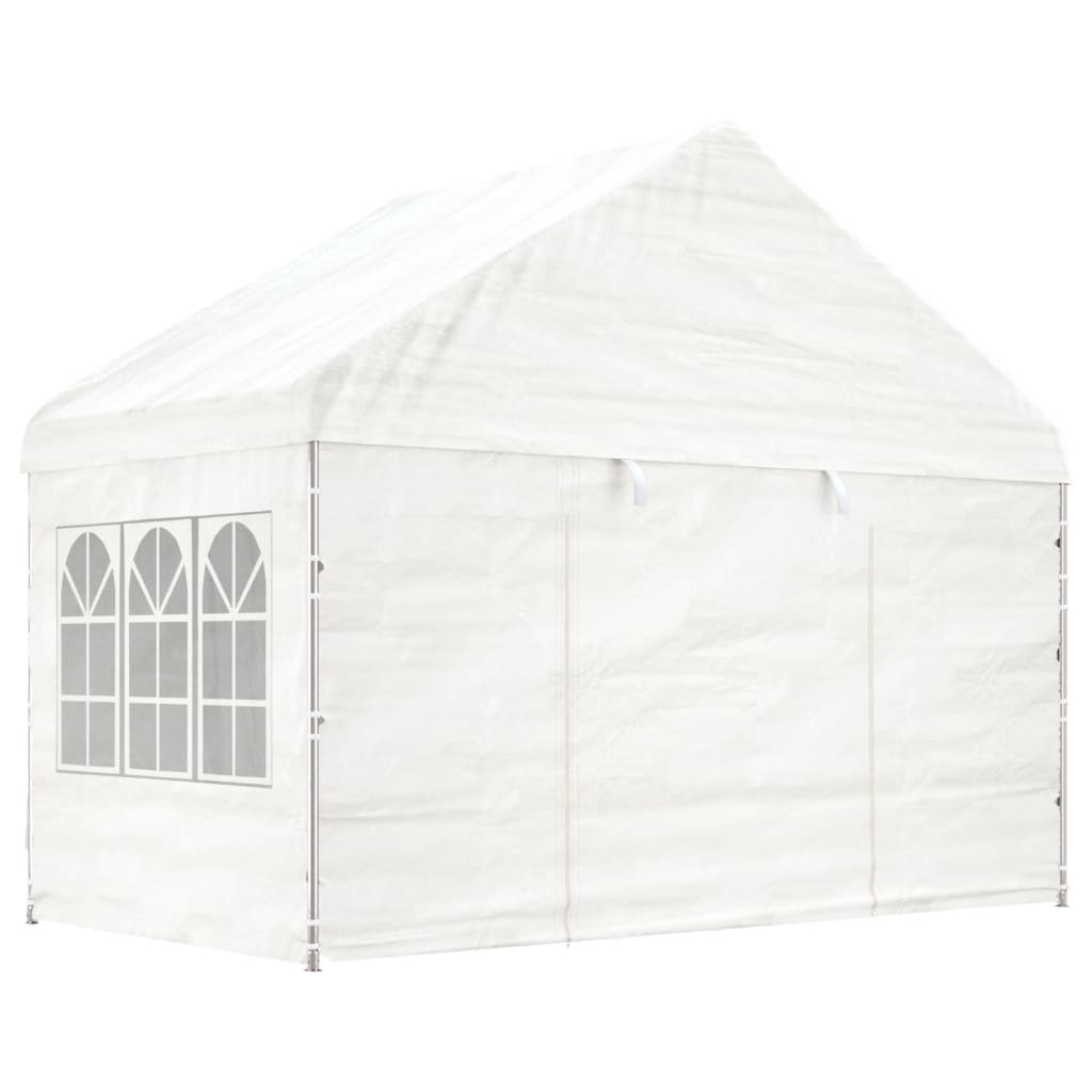 Gazebo con Tetto Bianco 20,07x4,08x3,22 m in Polietilene - homemem39