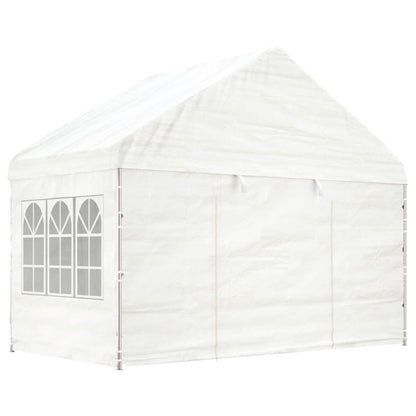 Gazebo con Tetto Bianco 20,07x4,08x3,22 m in Polietilene - homemem39