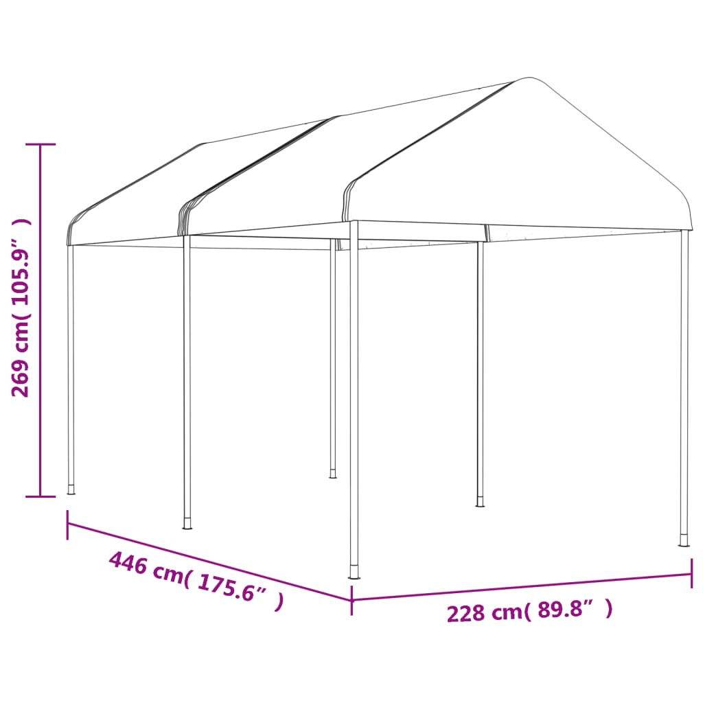 Gazebo con Tetto Bianco 4,46x2,28x2,69 m in Polietilene | homemem39