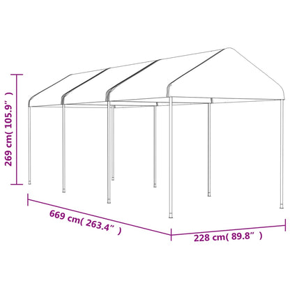 Gazebo con Tetto Bianco 6,69x2,28x2,69 m in Polietilene - homemem39
