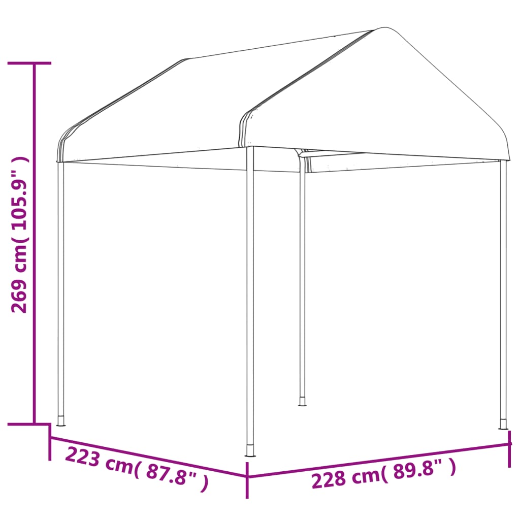 Gazebo con Tetto Bianco 20,07x2,28x2,69 m in Polietilene | homemem39