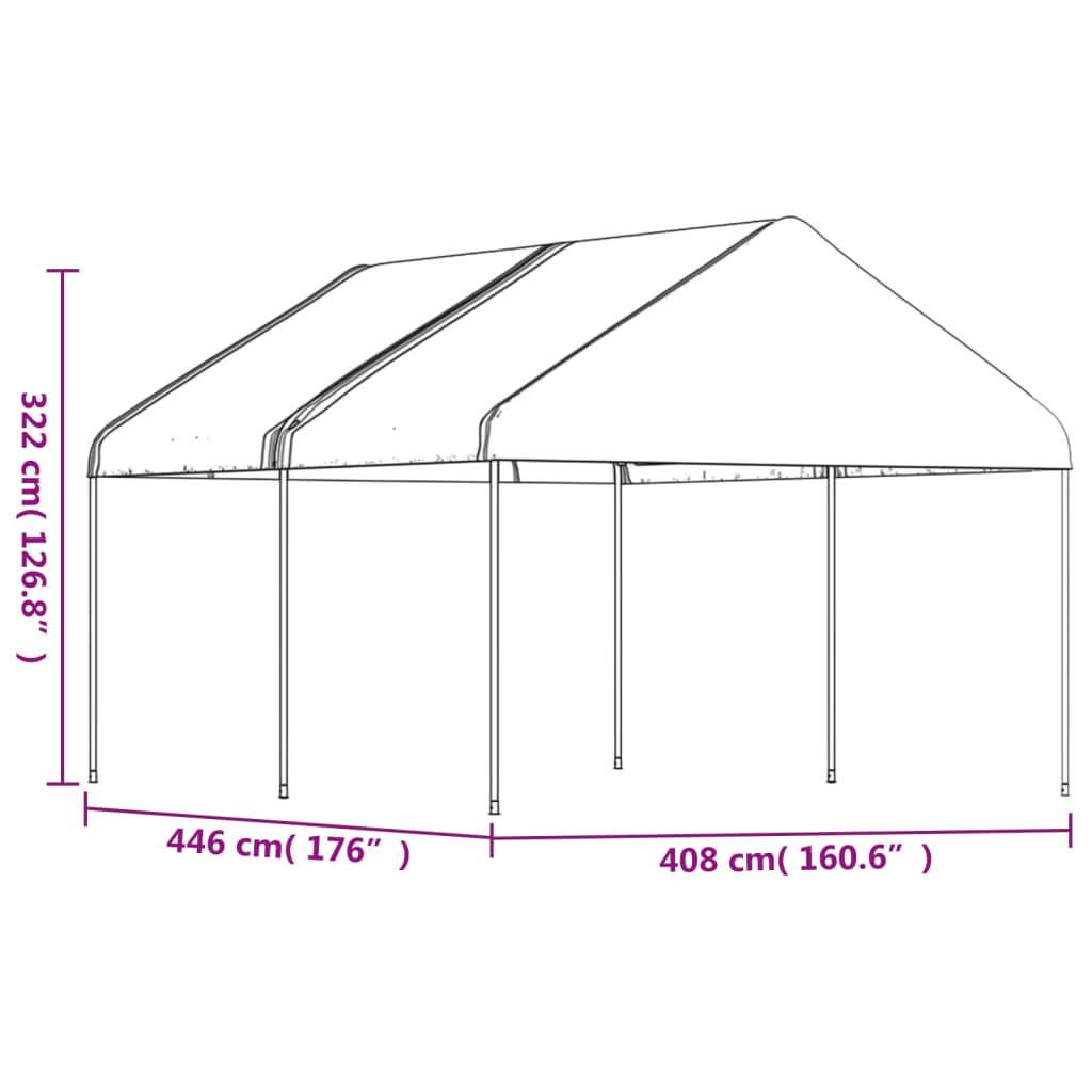 Gazebo con Tetto Bianco 4,46x4,08x3,22 m in Polietilene | homemem39