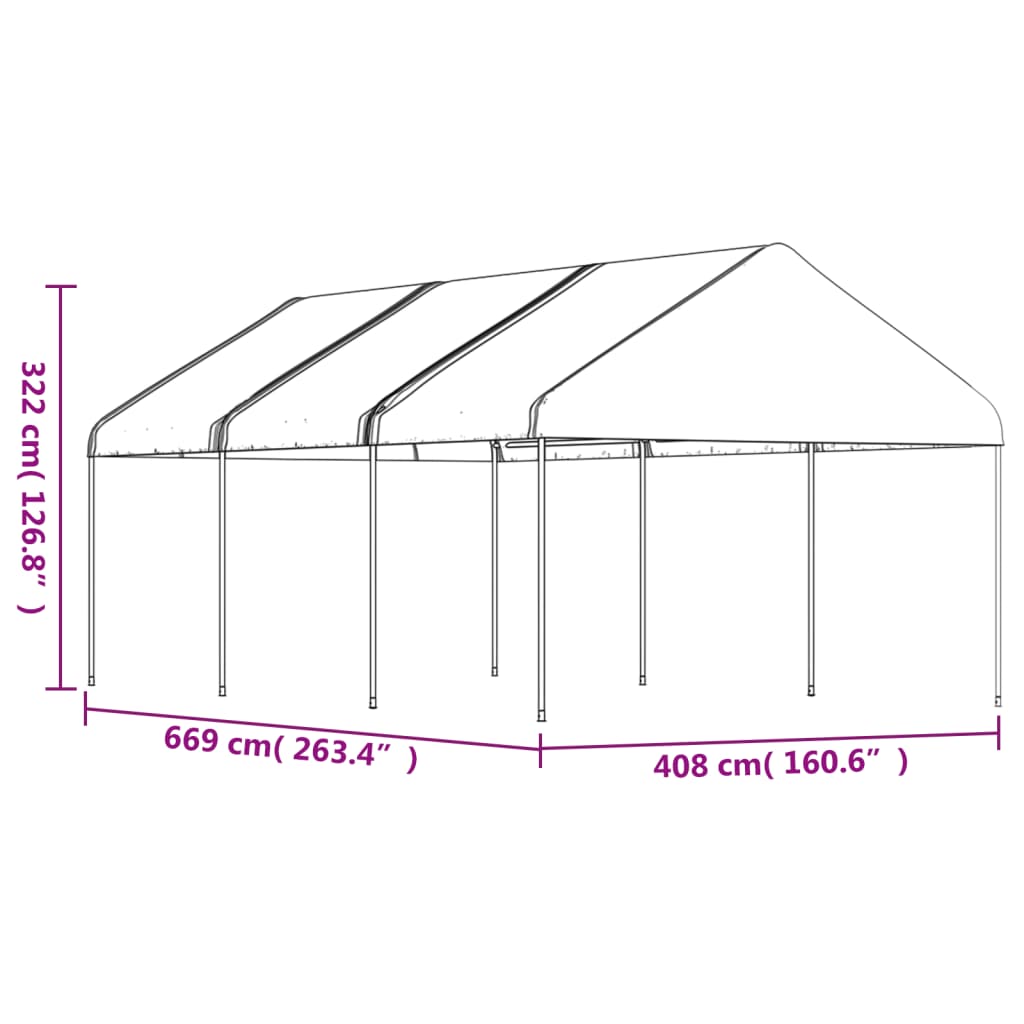 Gazebo con Tetto Bianco 6,69x4,08x3,22 m in Polietilene | homemem39