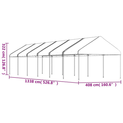 Gazebo con Tetto Bianco 13,38x4,08x3,22 m in Polietilene | homemem39
