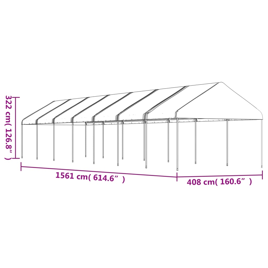 Gazebo con Tetto Bianco 15,61x4,08x3,22 m in Polietilene | homemem39