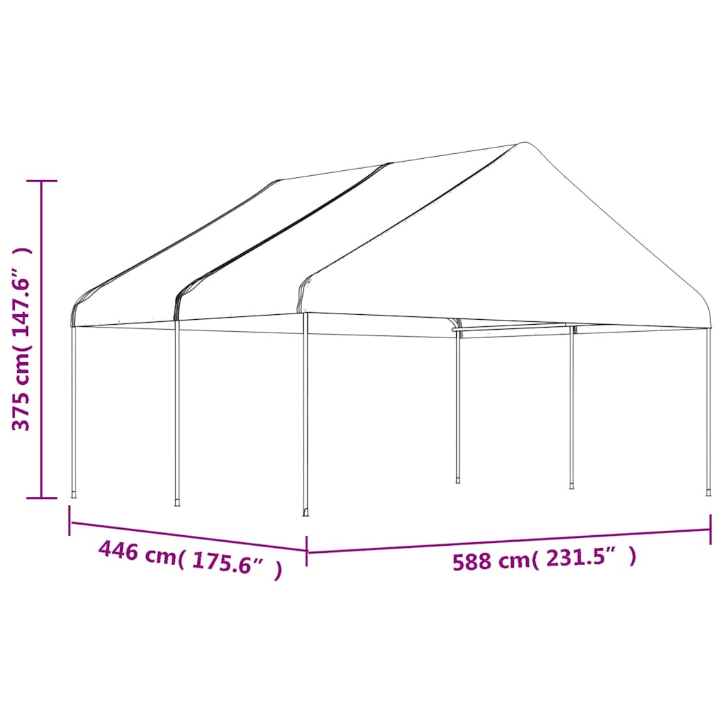 Gazebo con Tetto Bianco 4,46x5,88x3,75 m in Polietilene | homemem39