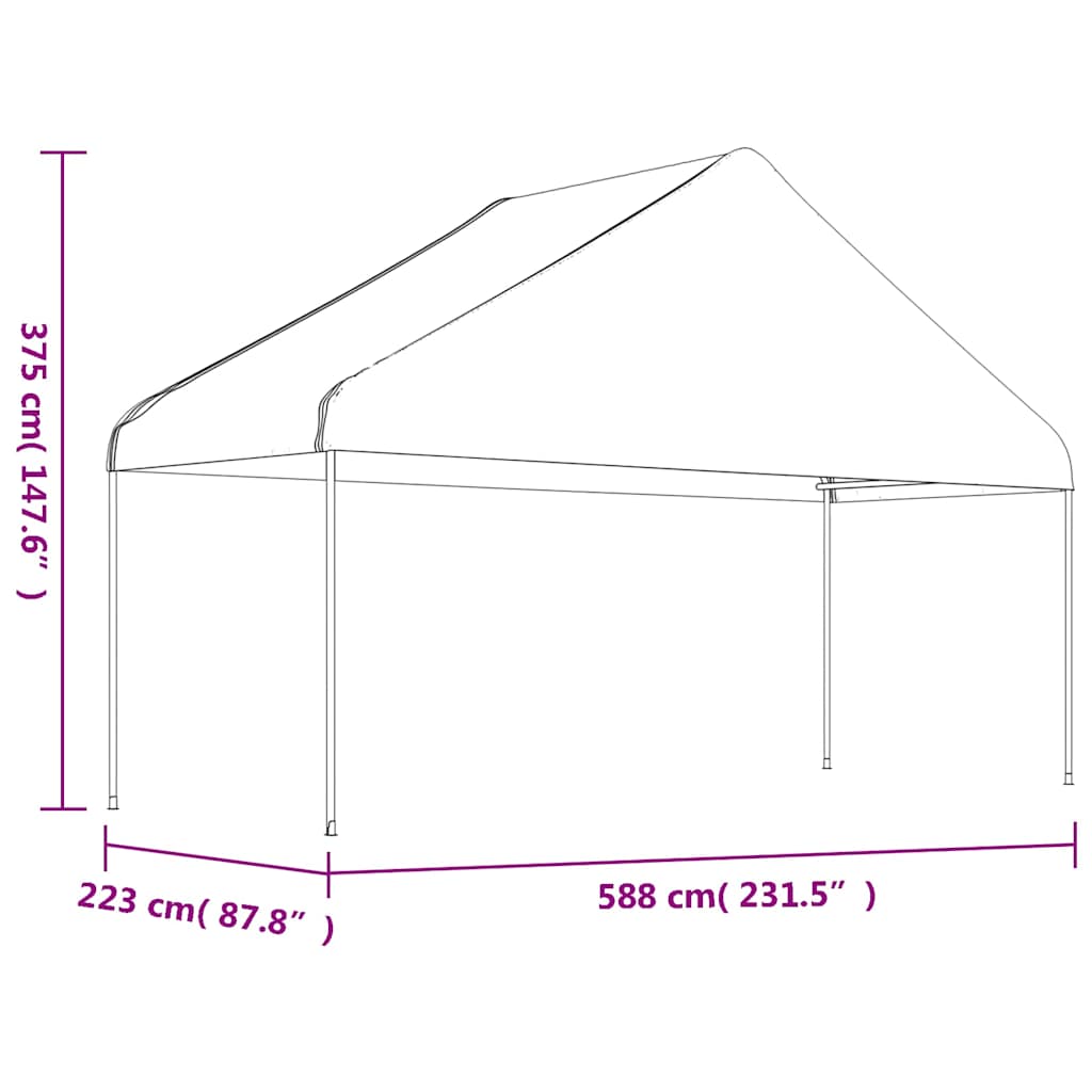Gazebo con Tetto Bianco 4,46x5,88x3,75 m in Polietilene | homemem39