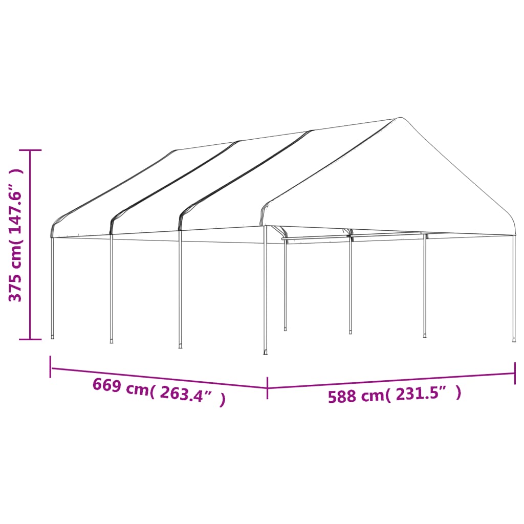 Gazebo con Tetto Bianco 6,69x5,88x3,75 m in Polietilene | homemem39