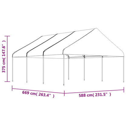 Gazebo con Tetto Bianco 6,69x5,88x3,75 m in Polietilene | homemem39