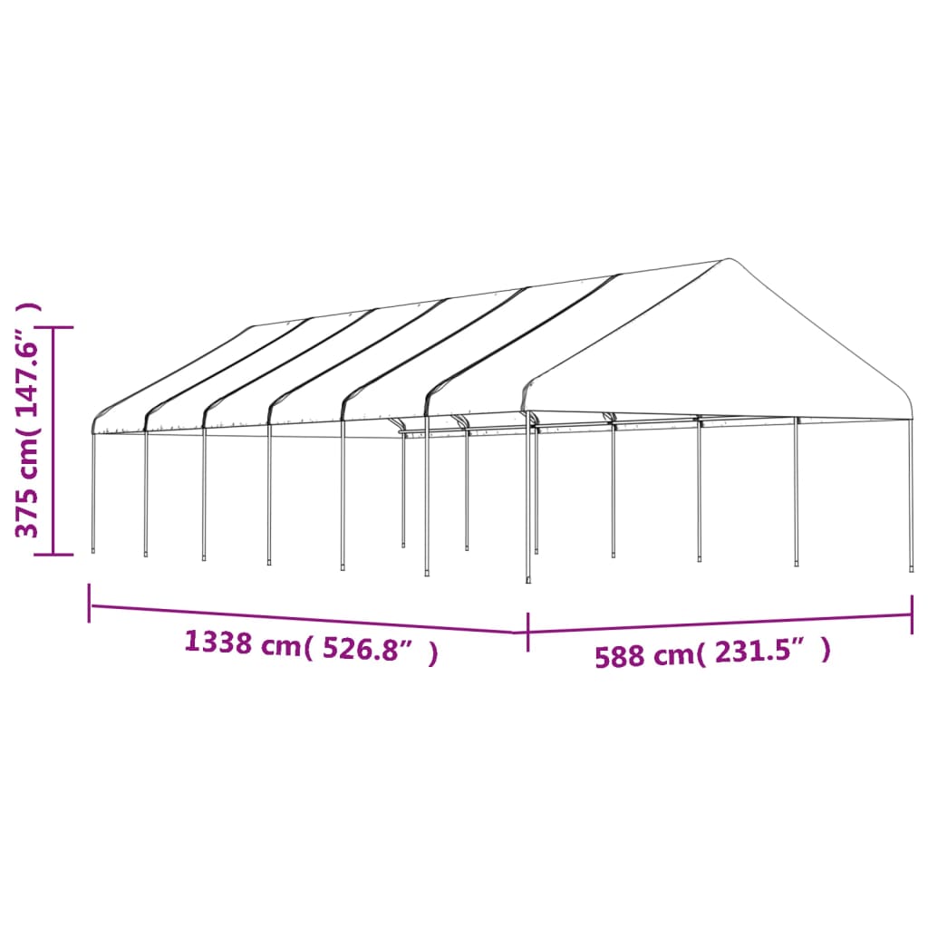 Gazebo con Tetto Bianco 13,38x5,88x3,75 m in Polietilene | homemem39
