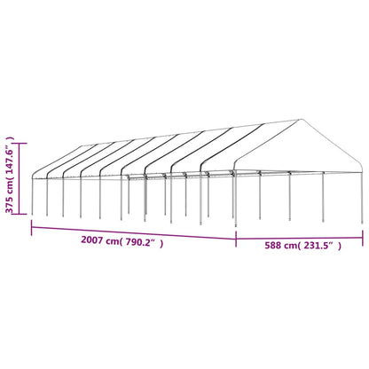Gazebo con Tetto Bianco 20,07x5,88x3,75 m in Polietilene | homemem39